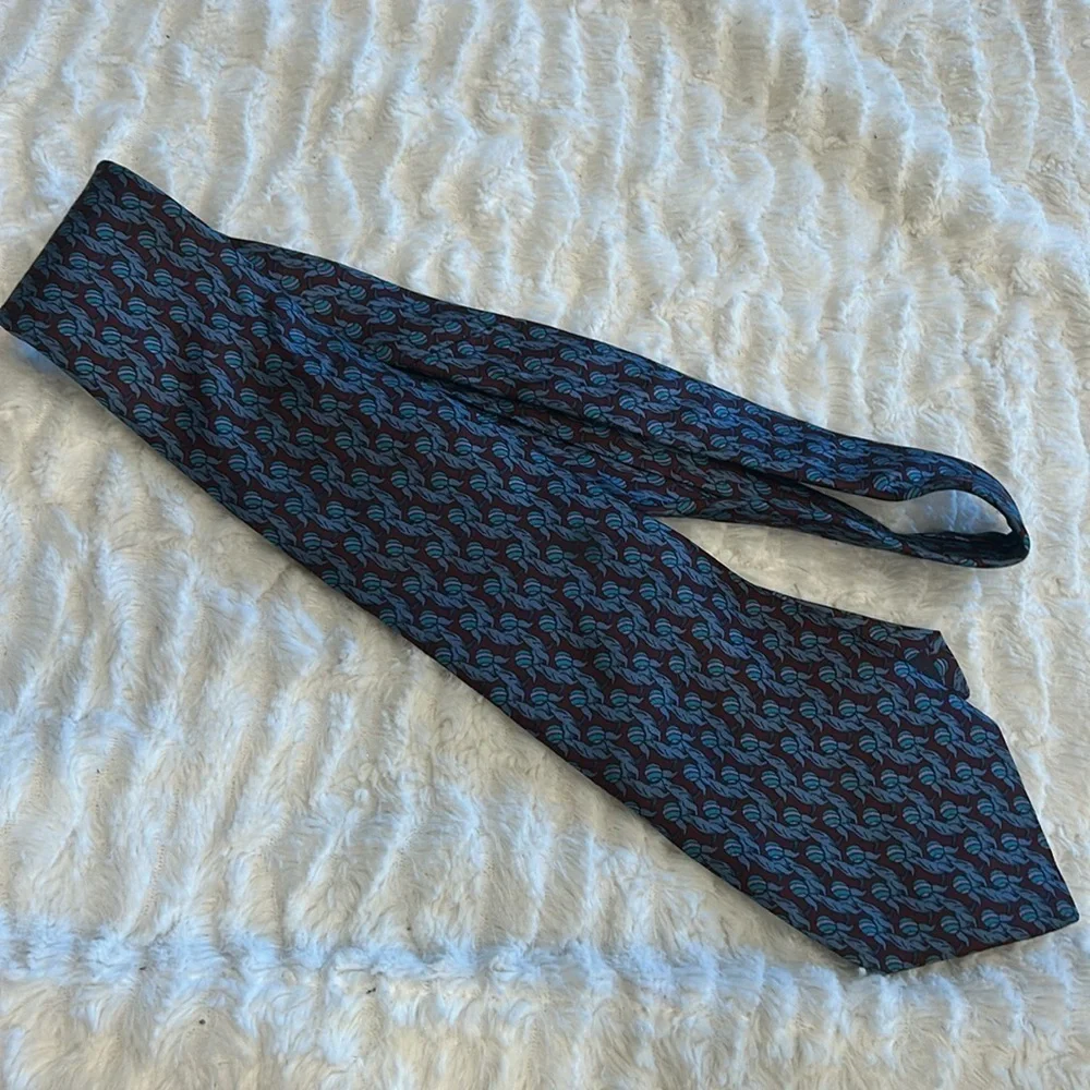 Vintage 80s silk Bancroft New York Men’s silk tie Sea lion beach ball print